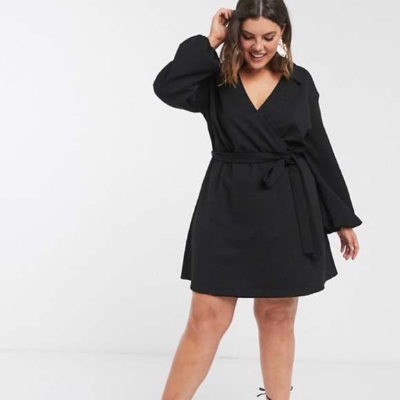 asos white wrap textured smock dress